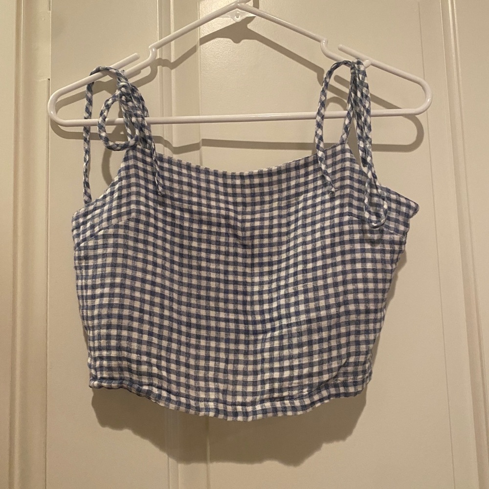 Blue Gingham Crop Top